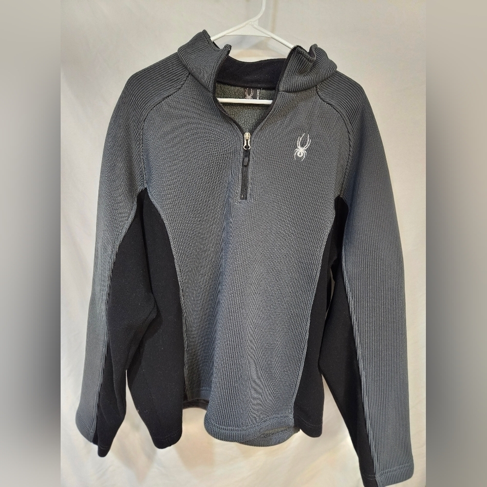 Spyder Mens Gray And Black Half Zip Up Long Sleeve Pullover Jacket Size X-Large